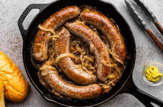 Beer Braised Bratwurst and Onions